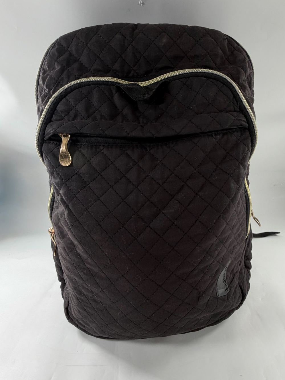 Bagsmart Quilted Laptop Backpack Black Gold Hardware Travel School Bag